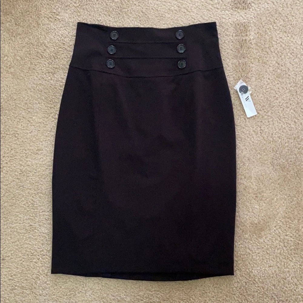 Worthington NWT Black Button Pencil Skirt business